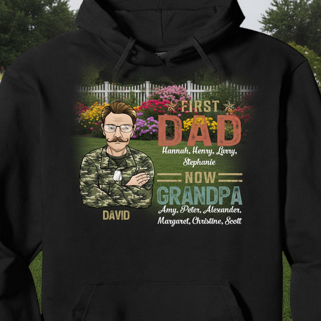 Custom First Dad Now Grandpa T-Shirt — Gift for Dad 2HHBR