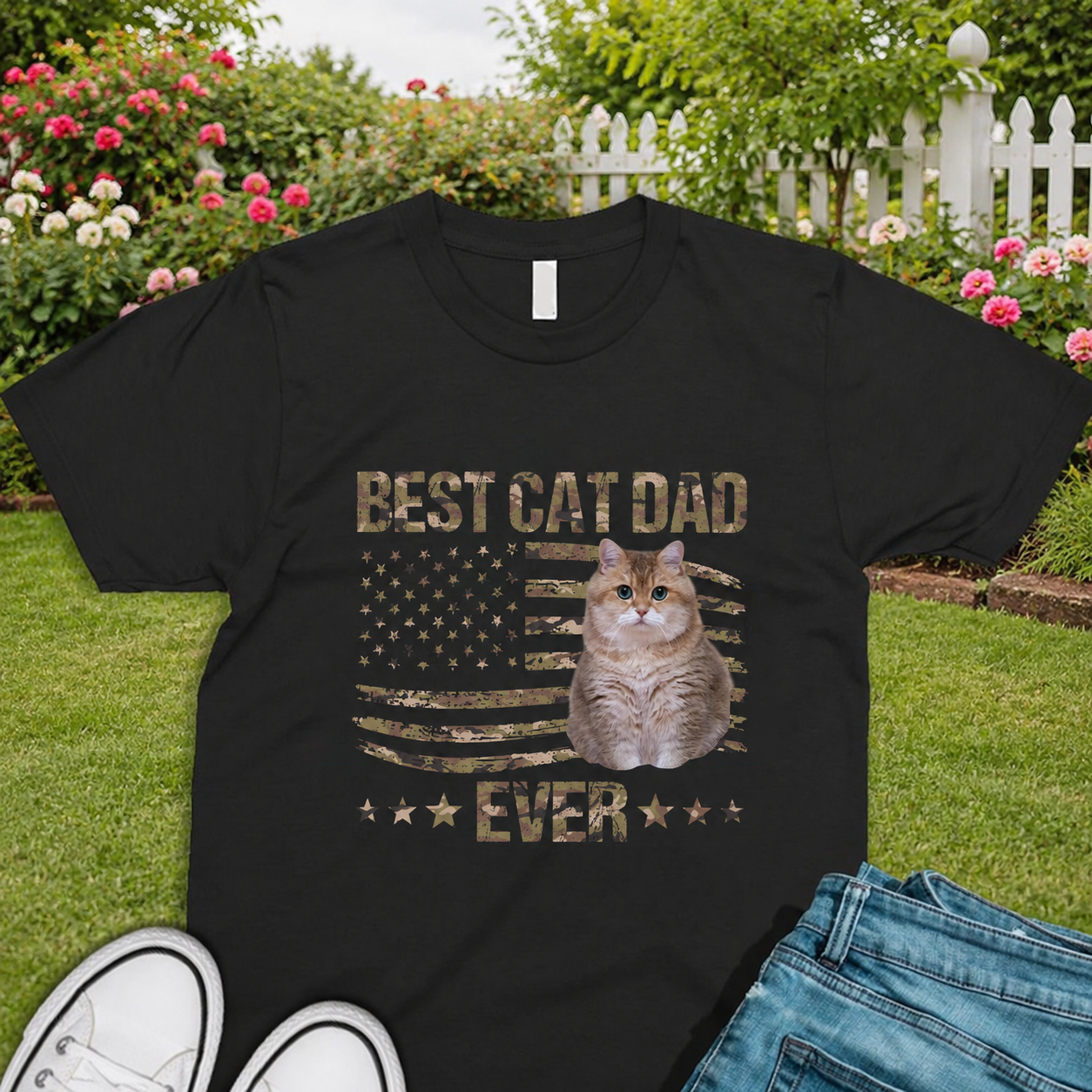 Custom Best Cat Dad Ever T-Shirt — Gift for Dad PYV6V