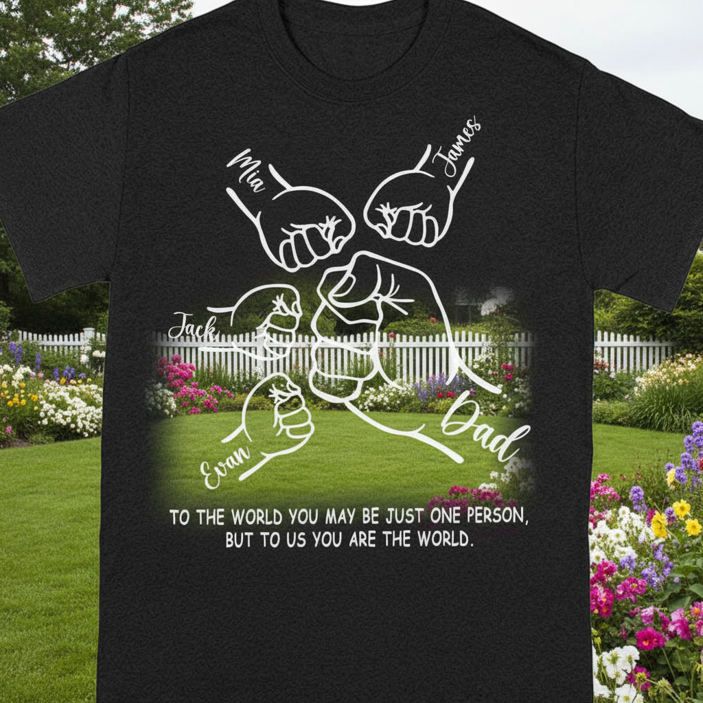 Custom Name World Dad Fathers T-Shirt — Gift for Dad ZVSA9