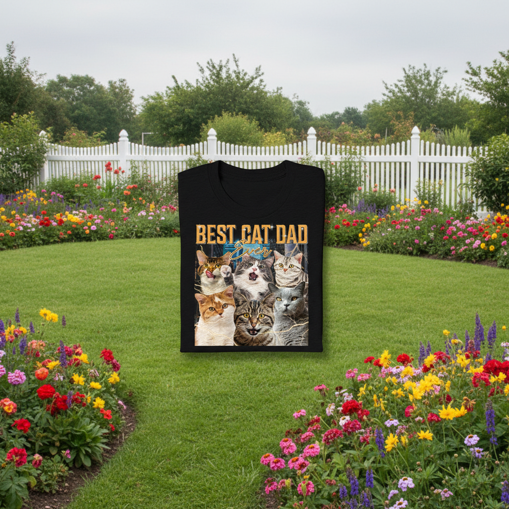 Custom Cat Portrait Retro T-Shirt — Gift for Cat Lovers ZBJXB