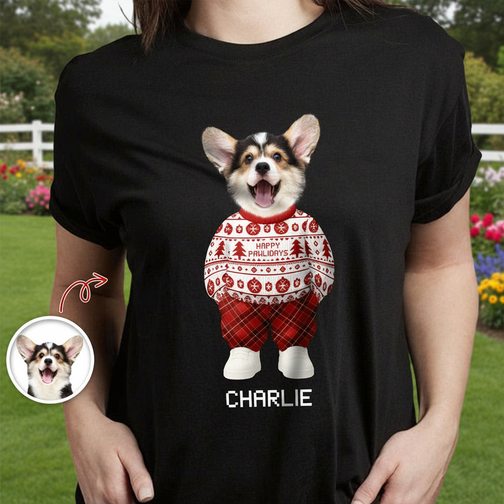 Custom Mha Dog Cat Xmas T-Shirt — Christmas Gift C9YXU