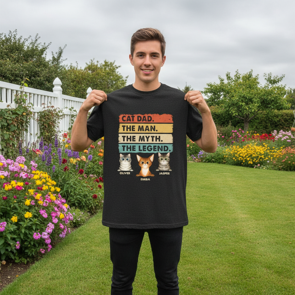 Custom Cat Dad Myth Legend T-Shirt — Gift for Dad ZPZ4G