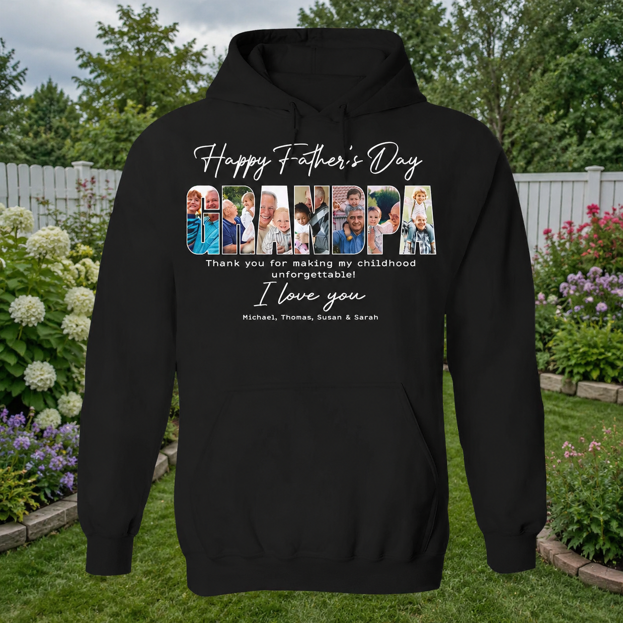 Custom Happy Fathers Day Grandpa T-Shirt — Gift for Dad XCPNQ