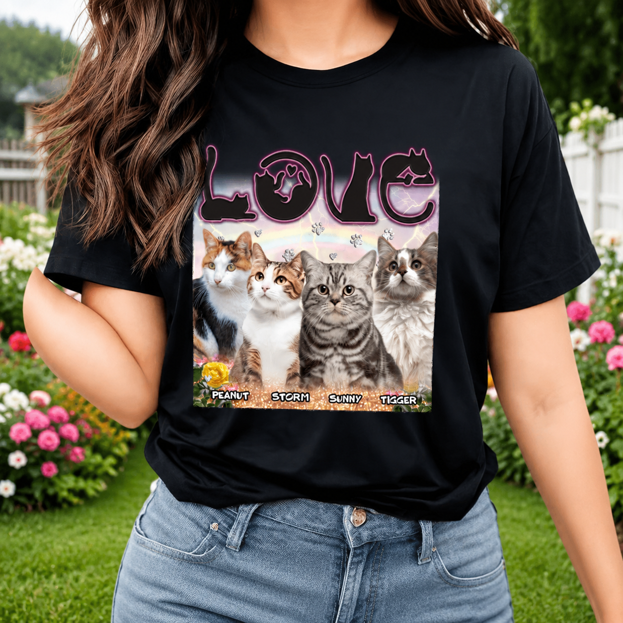 Custom Love Cats Vintage Bootleg T-Shirt — Gift for Cat Lovers W8WZT