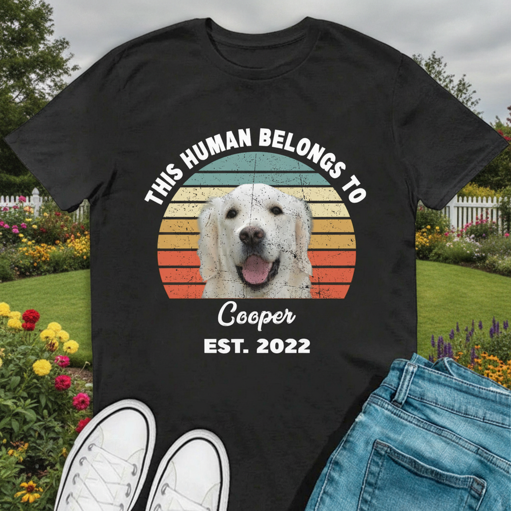 Custom This Human Belongs Vintage T-Shirt — Gift for Dog Lovers EVWA7