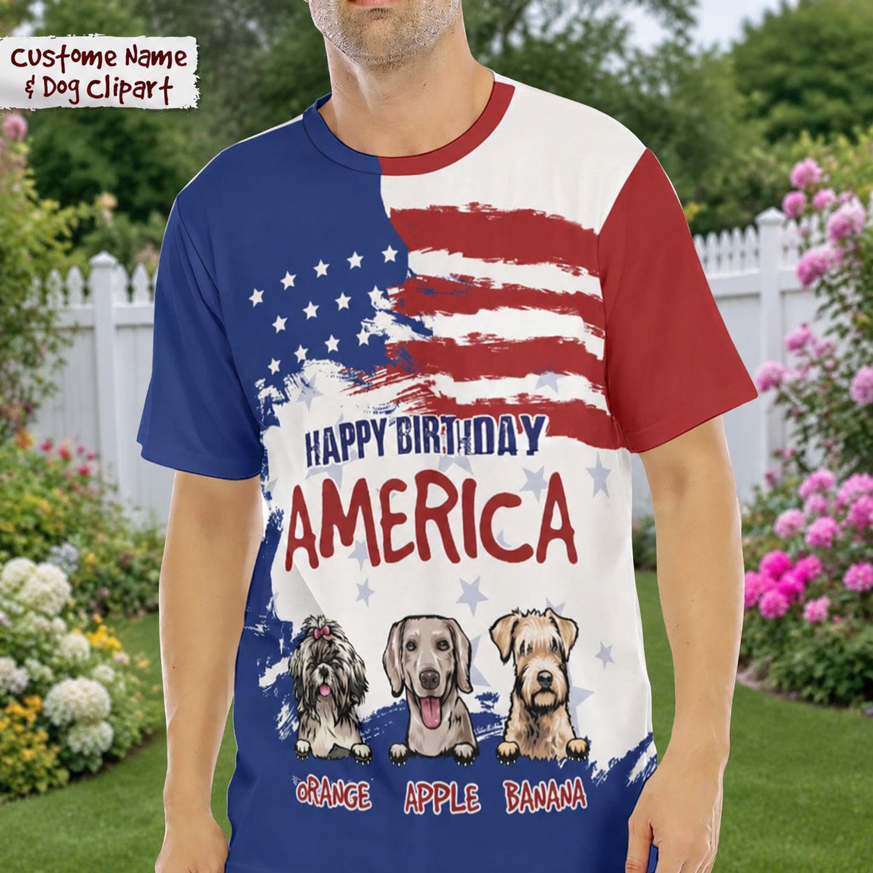 Custom Happy Birthday America Dog T-Shirt — Gift for Dog Lovers 3FT9B