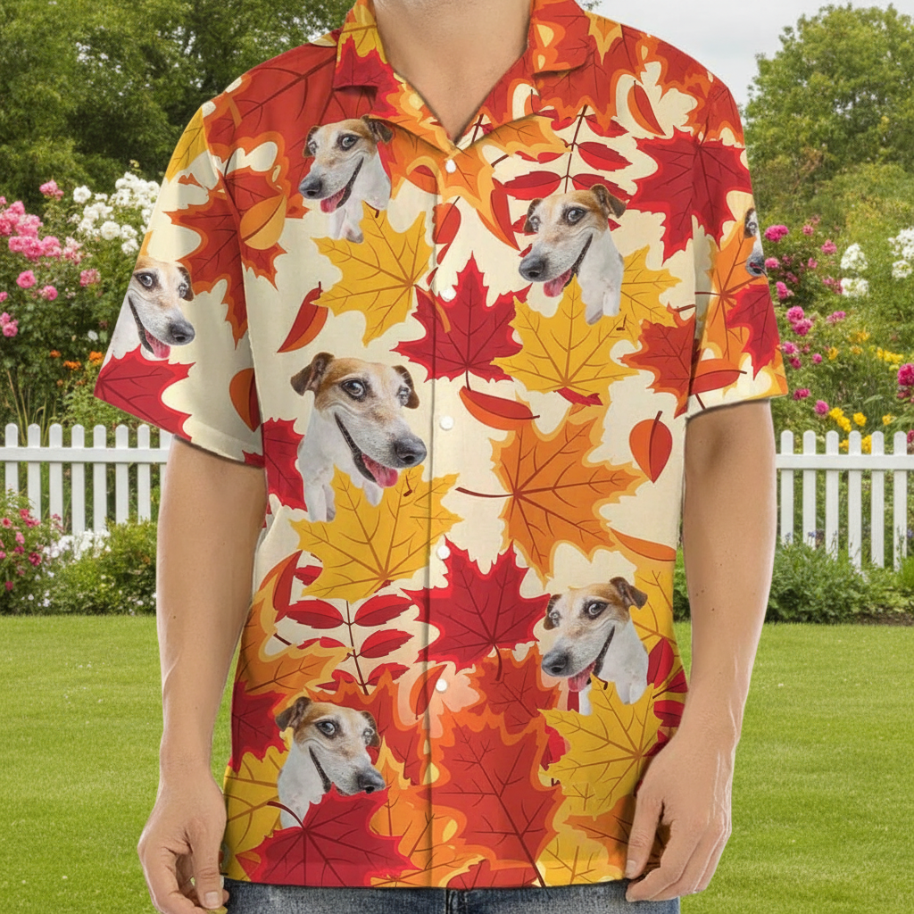Custom Dog Cat Autumn Hawaiian Shirt — Gift for Cat Lovers T2WZ9