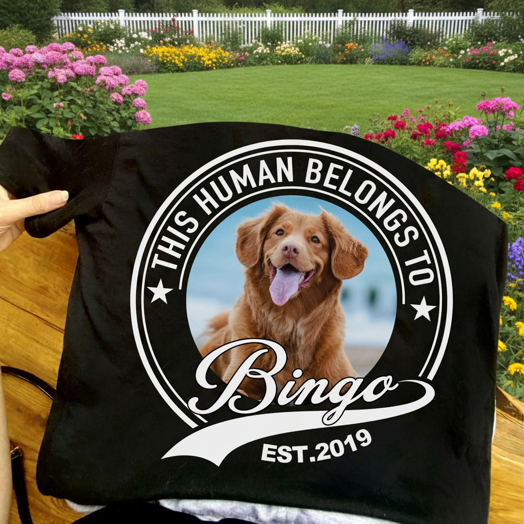 Custom Human Belongs Dog Cat T-Shirt — Gift for Cat Lovers ND26A