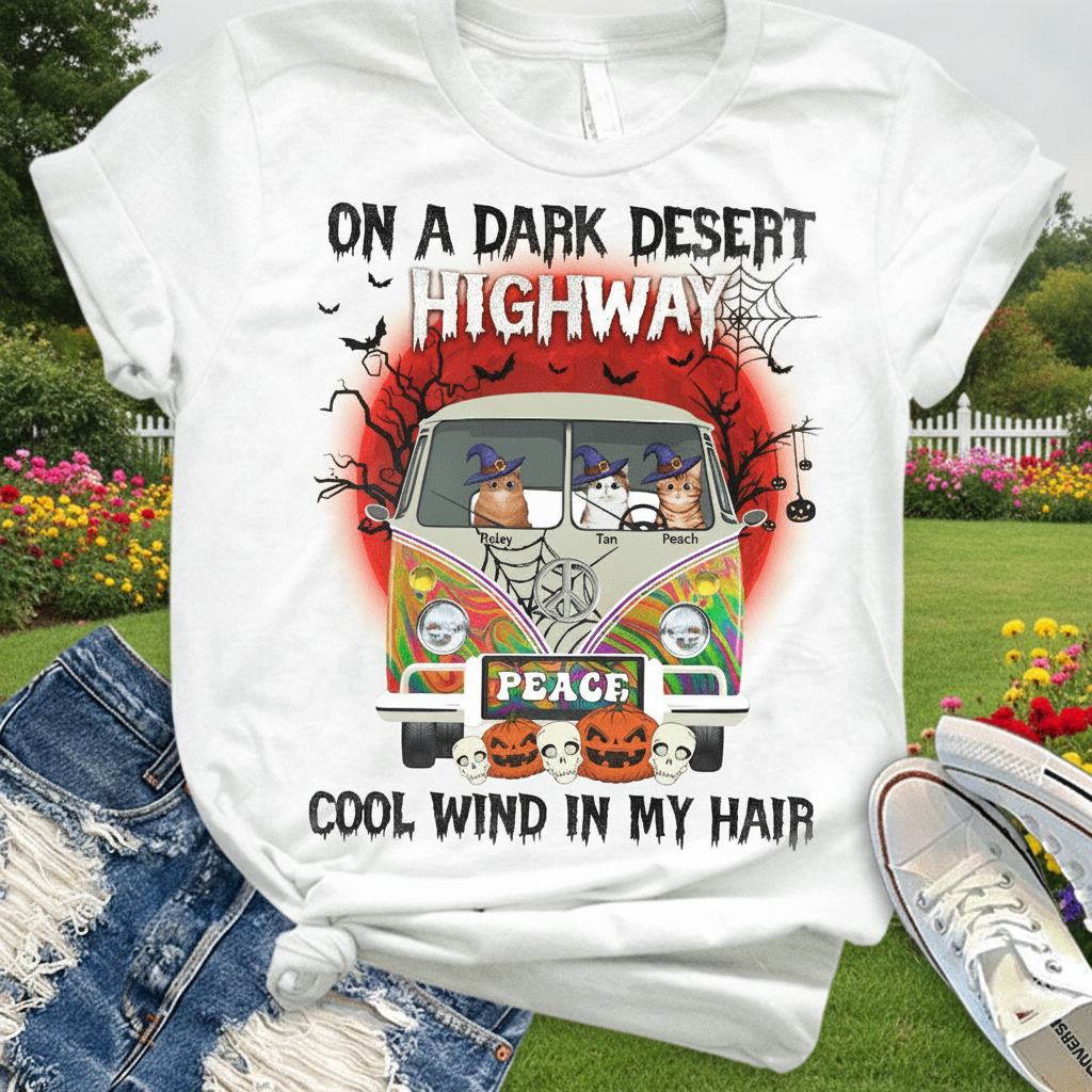Custom Htt Dark Desert Highway T-Shirt — Gift for Cat Lovers R4XZS