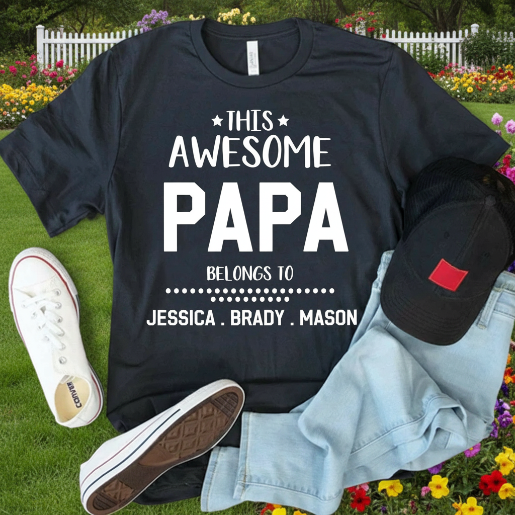Custom Copy This Awesome Papa T-Shirt — Gift for Dad XEHKU