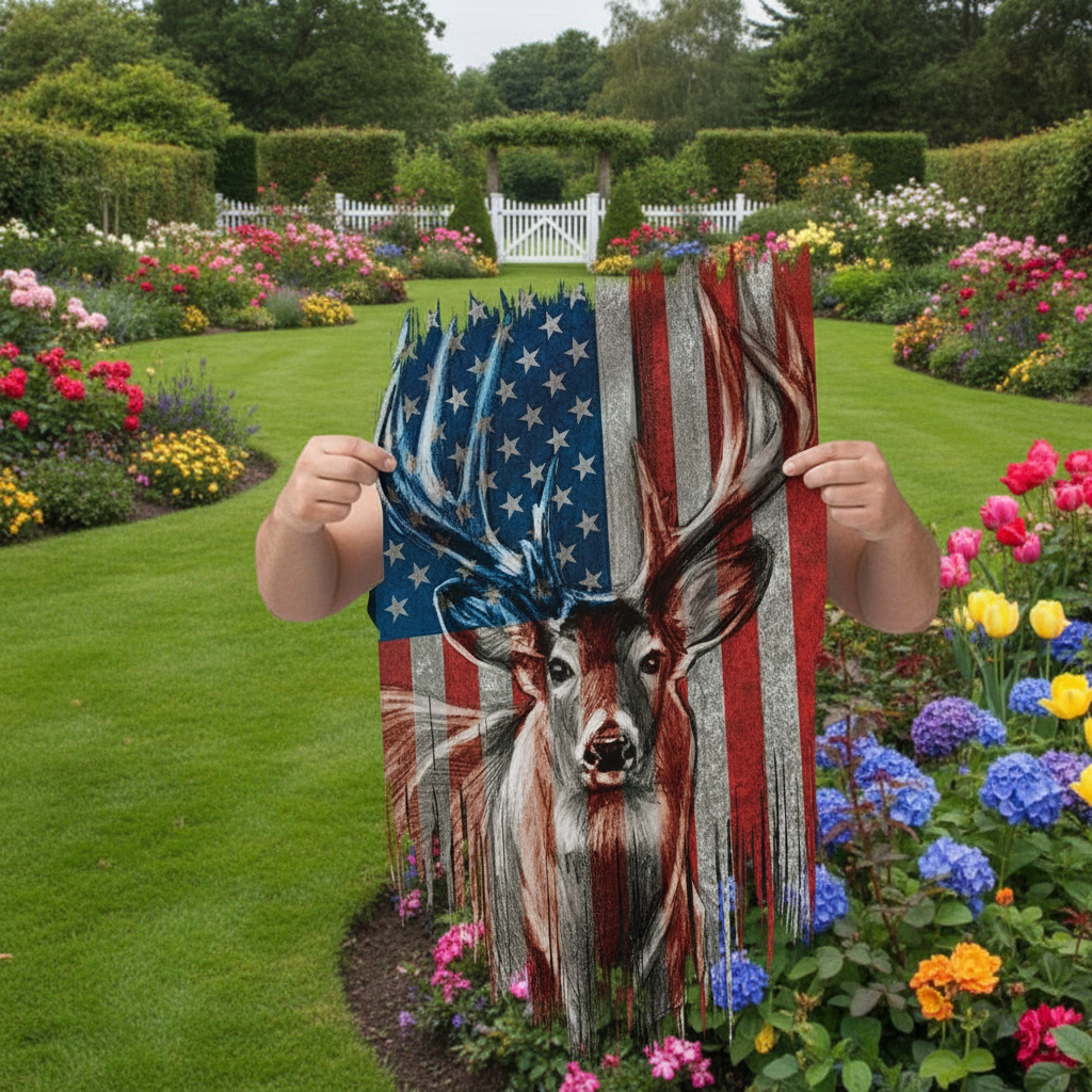 Custom Deer America Front Hunting Garden Flag — Patriotic Gift BZV5B