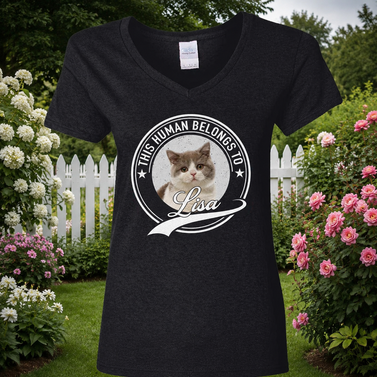Custom Cat Human Belongs T-Shirt — Gift for Cat Lovers 2MTRF