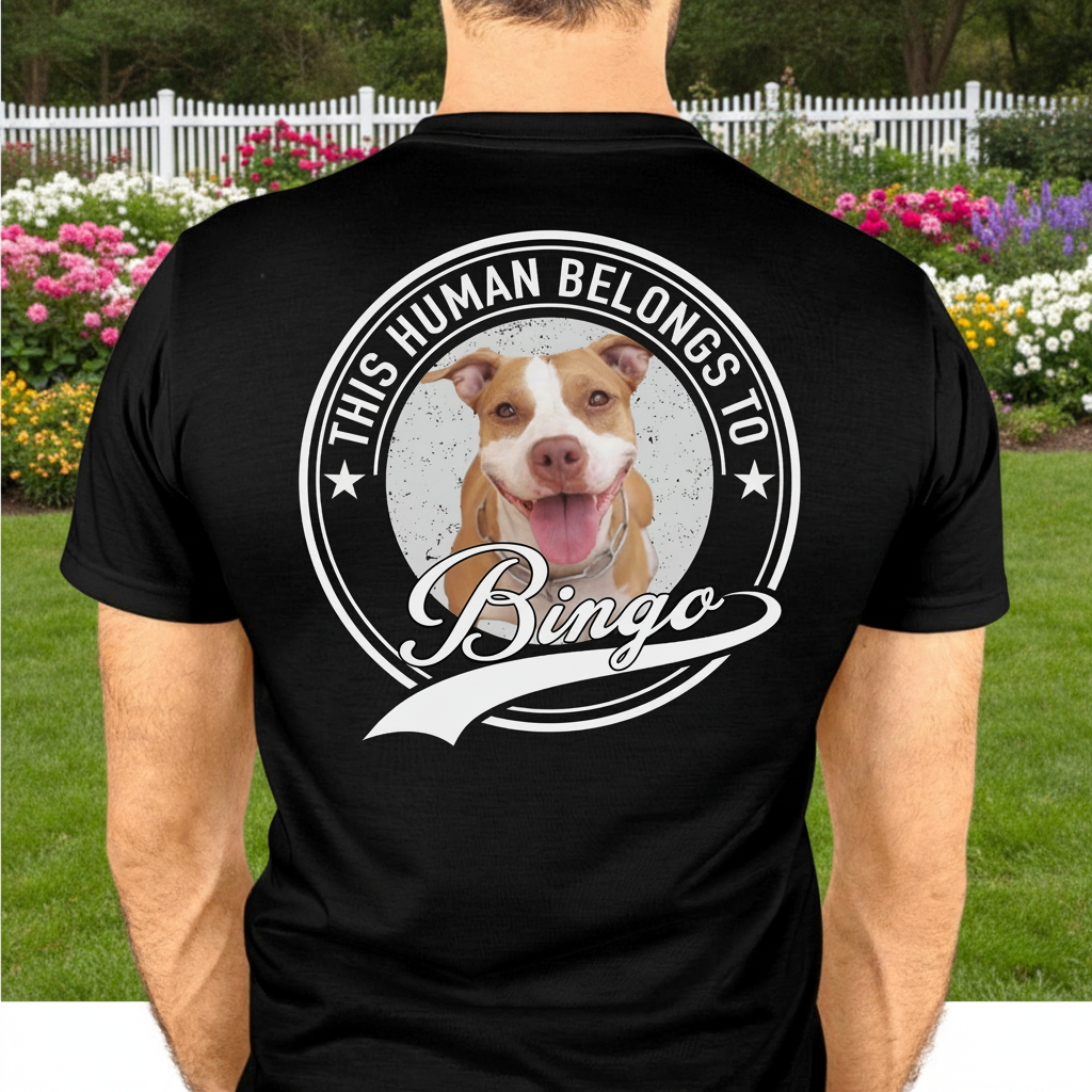 Custom Human Belongs Dog Cat T-Shirt — Gift for Cat Lovers ACAKZ