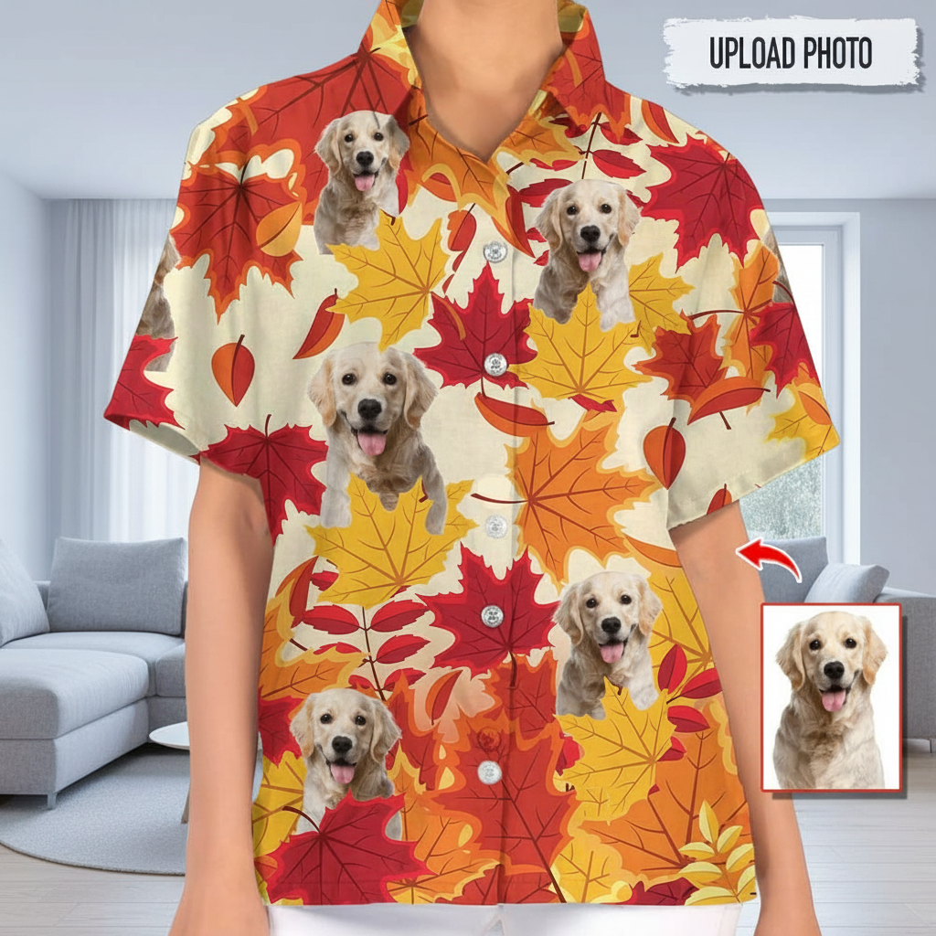 Custom Dog Cat Autumn Hawaiian Shirt — Gift for Cat Lovers T2WZ9