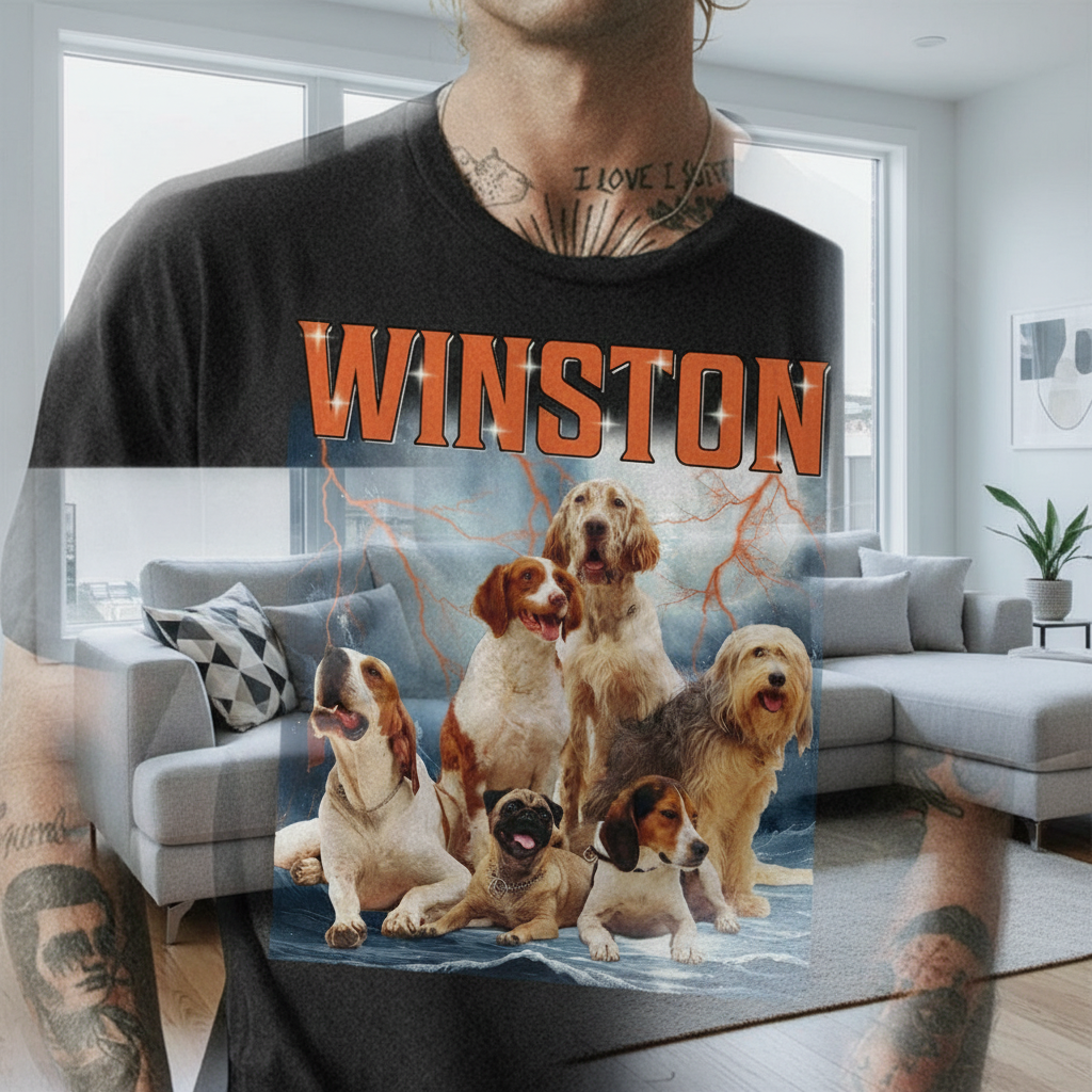 Custom Dog Vintage Portrait T-Shirt — Gift for Dog Lovers Q9A9E