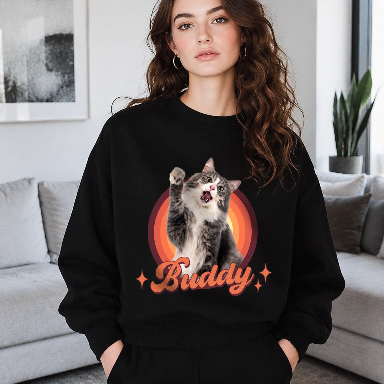 Custom Cute Cat Retro Dark T-Shirt — Gift for Cat Lovers EMG55