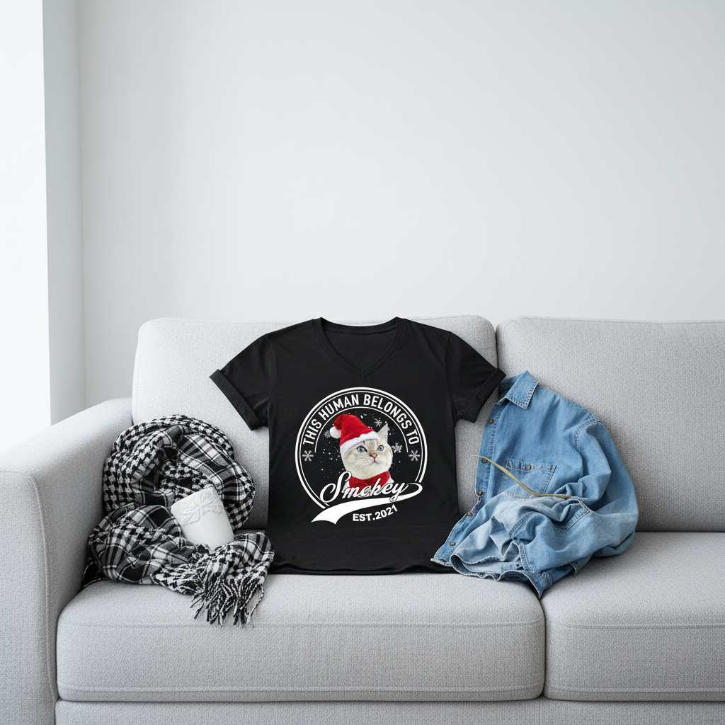 Custom Human Belongs Christmas Dog T-Shirt — Christmas Gift 882ZG
