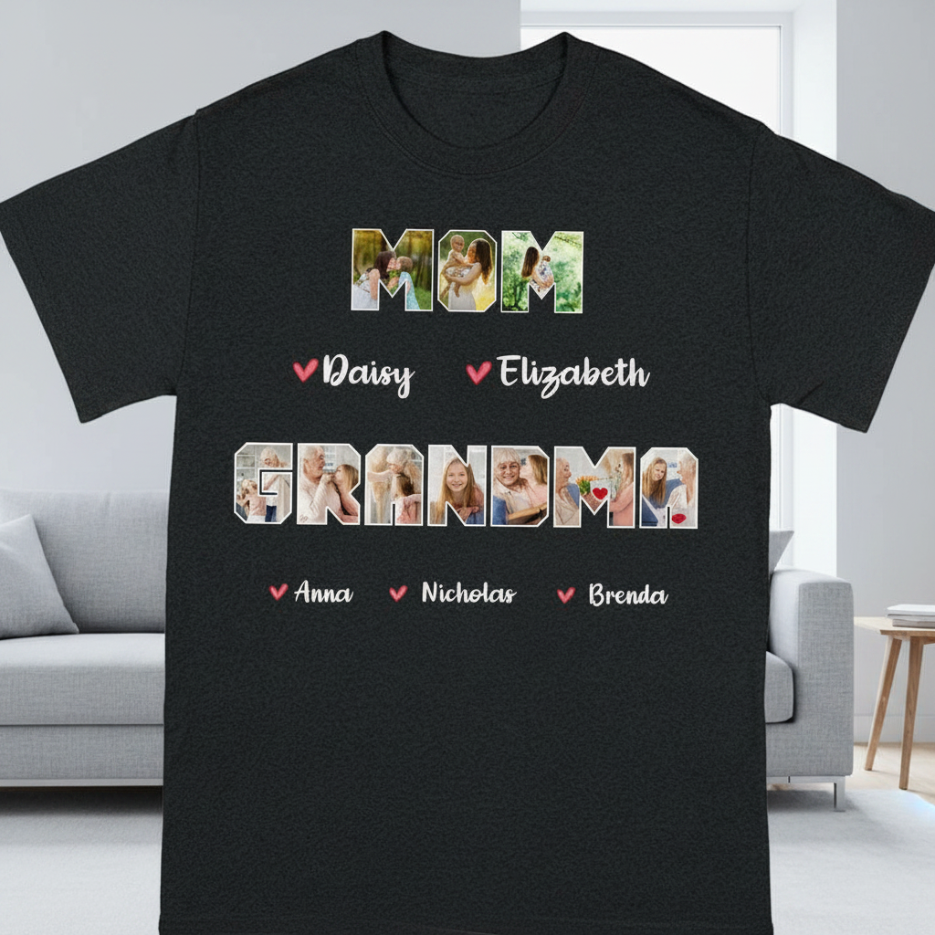 Custom Mom Grandma Dark T-Shirt — Gift for Mom QK3V8