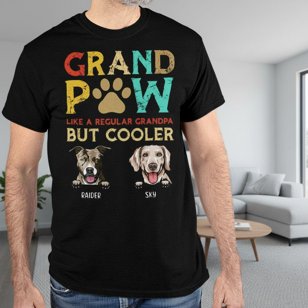 Custom Dog Grandpaw Regular Cooler T-Shirt — Gift for Dad ADWQA
