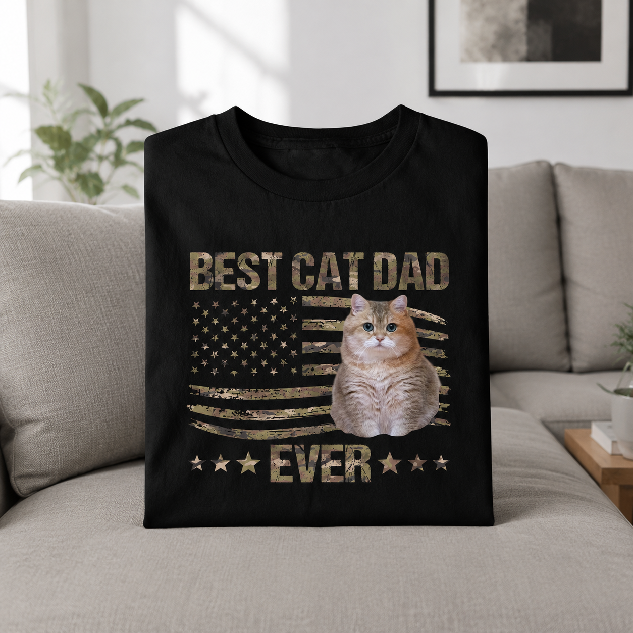 Custom Best Cat Dad Ever T-Shirt — Gift for Dad PYV6V