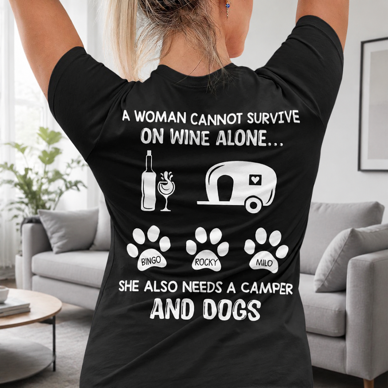 Custom Cannot Survive Wine Alone T-Shirt — Gift for Dog Lovers 8Q9JG