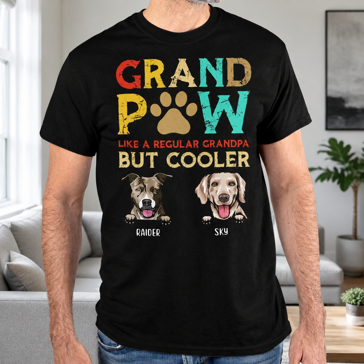 Custom Dog Grandpaw Regular Cooler T-Shirt — Gift for Dad TXJR7