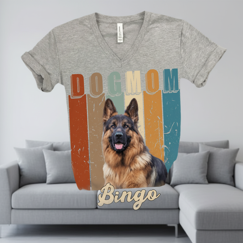 Custom Na96 Dogmom Vintagephoto T-Shirt — Gift for Dog Mom E54QA
