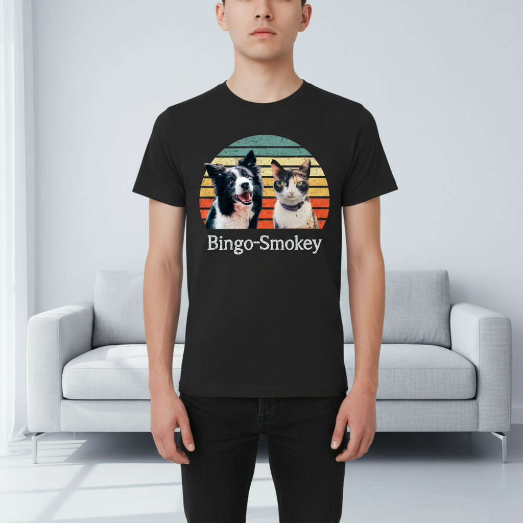 Custom Dog Cat Vintage Retro T-Shirt — Gift for Cat Lovers DXECA