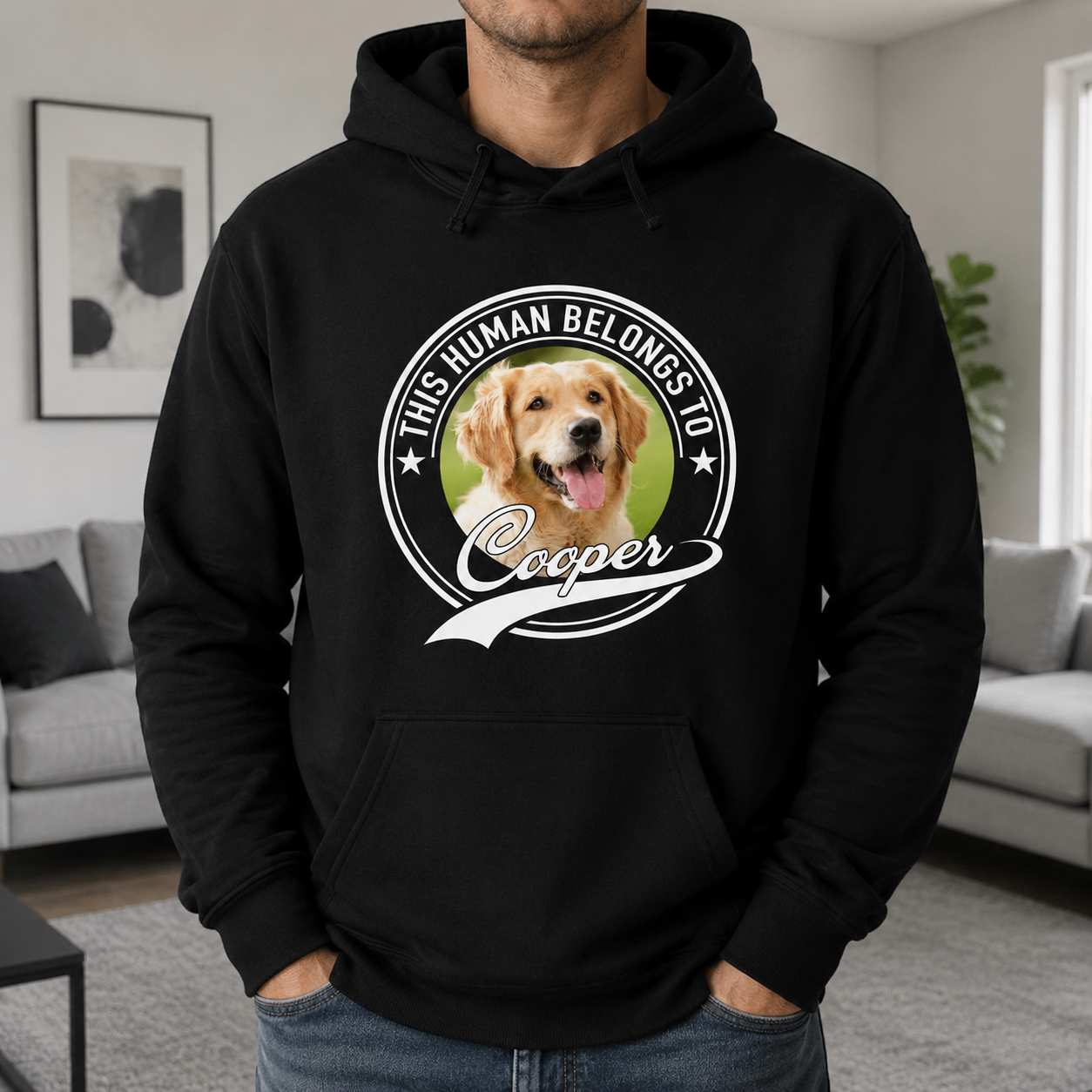 Custom Human Belongs Dog Cat T-Shirt — Gift for Cat Lovers XFZ37