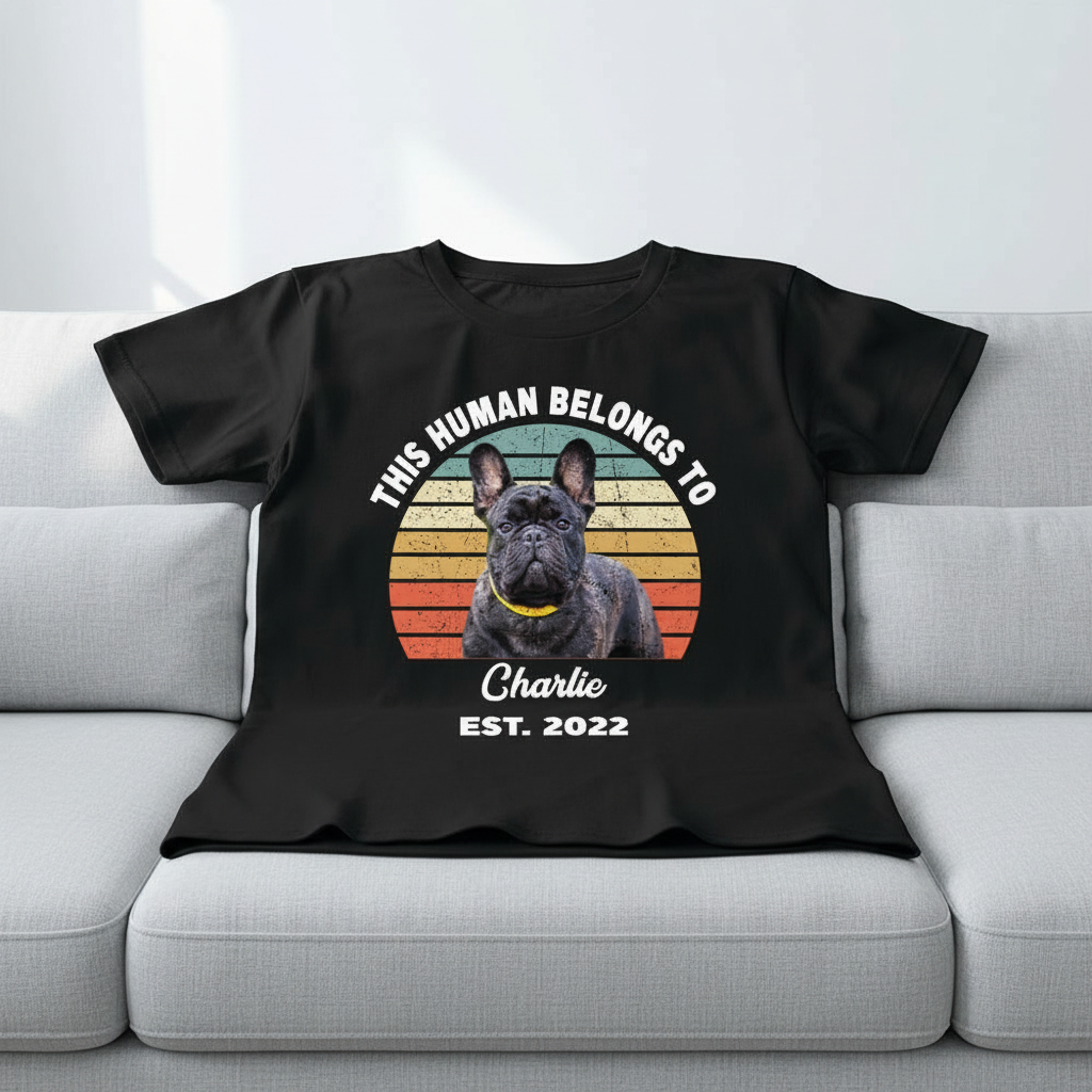 Custom This Human Belongs Vintage T-Shirt — Gift for Dog Lovers EVWA7