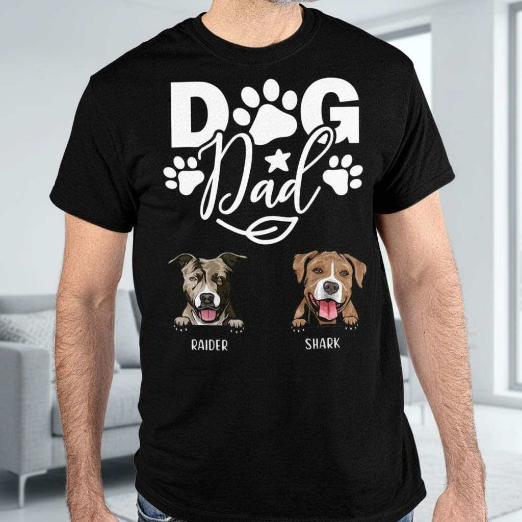 Custom Hn95 Doglovers Dogdad T-Shirt — Gift for Dog Dad EQ5ZG
