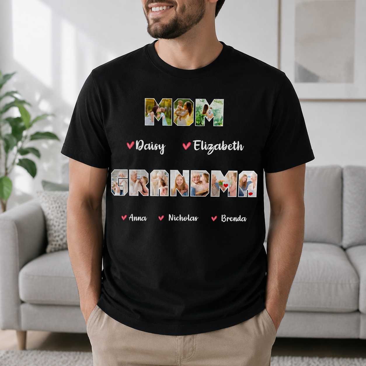 Custom Mom Grandma Dark T-Shirt — Gift for Mom NNNQ2