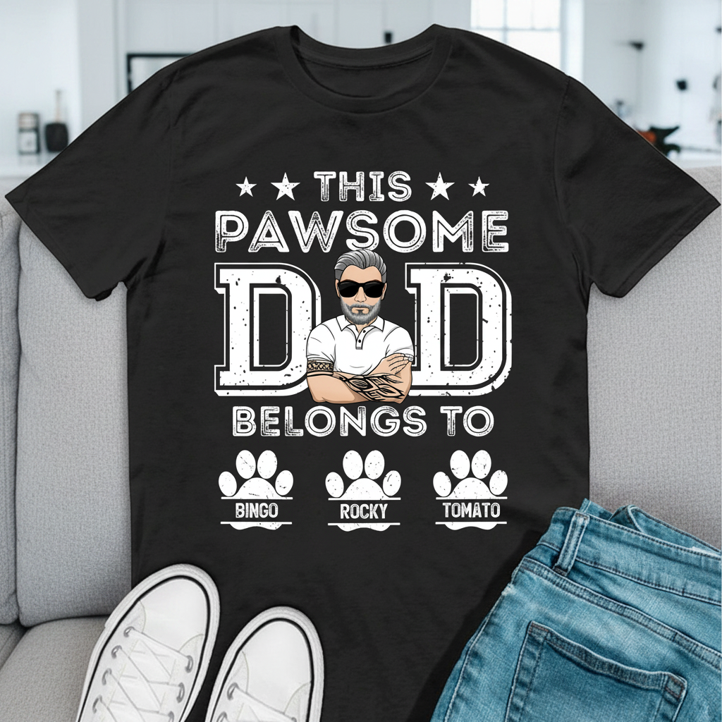 Custom This Pawsome Dad Belongs T-Shirt — Gift for Dad XRKET