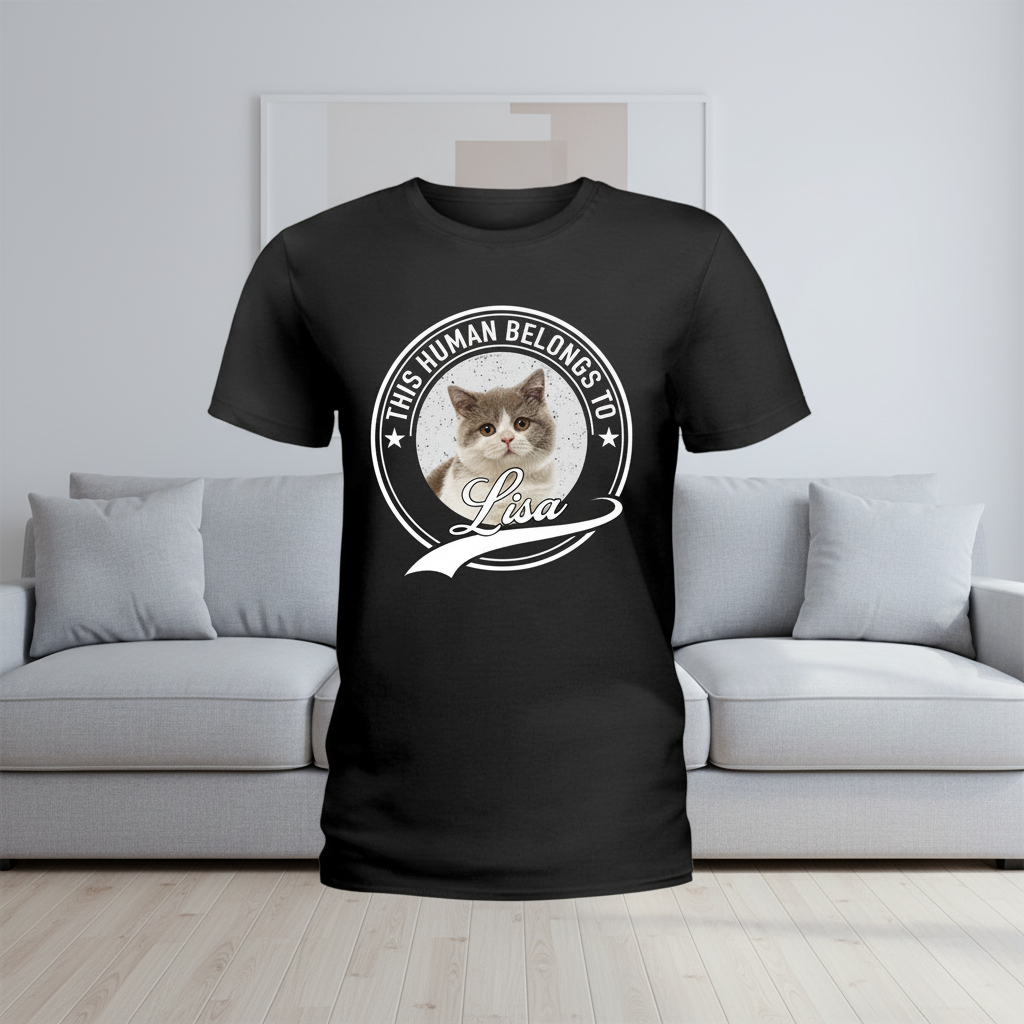 Custom Cat Human Belongs T-Shirt — Gift for Cat Lovers 7HCZA