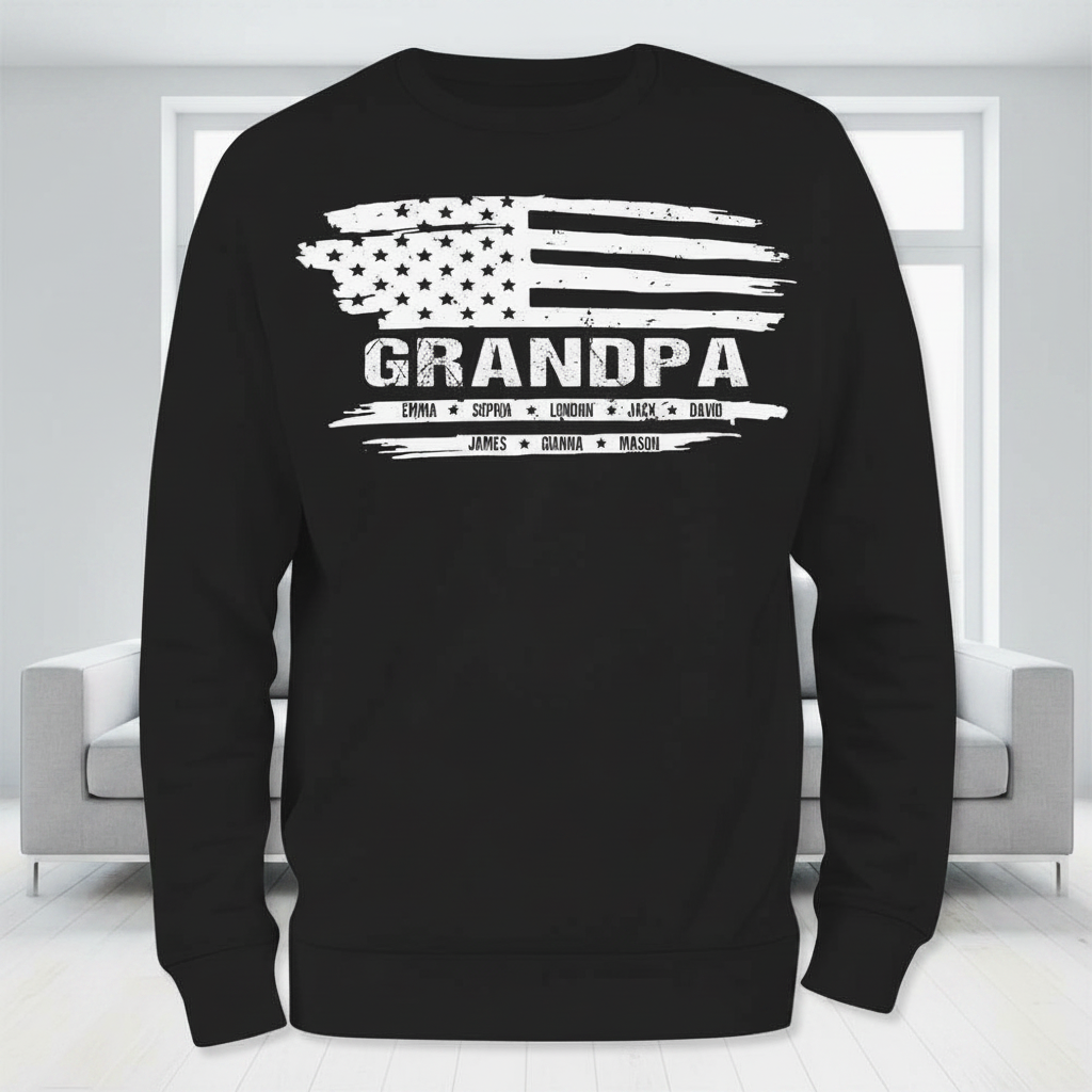 Custom Grandpa American Kids Name Garden Flag — Gift for Dad 7NY6E