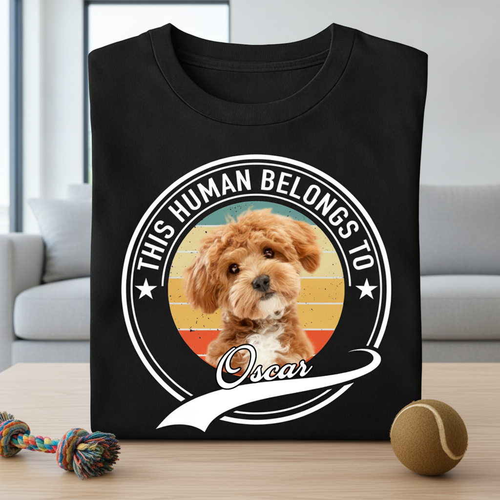 Custom Human Belongs Dog Cat T-Shirt — Gift for Cat Lovers NGV2Q