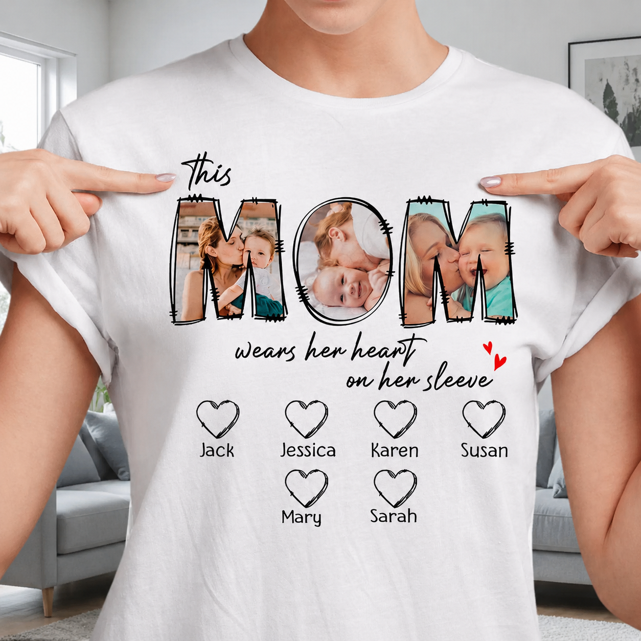 Custom This Mama Wears Heart T-Shirt — Custom Gift P6DYT
