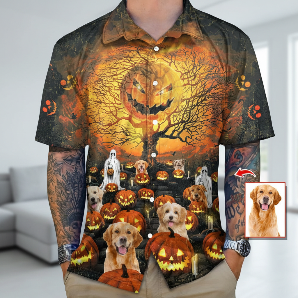 Custom Cat Dog Halloween Hawaiian Shirt — Gift for Cat Lovers 5ZBX5