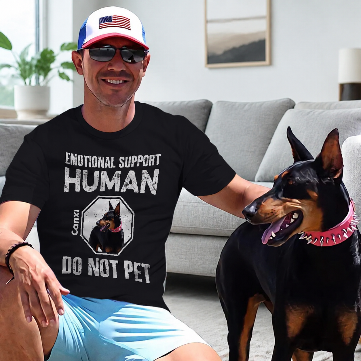Custom Emotional Support Human Front T-Shirt — Gift for Dog Lovers MRDF7
