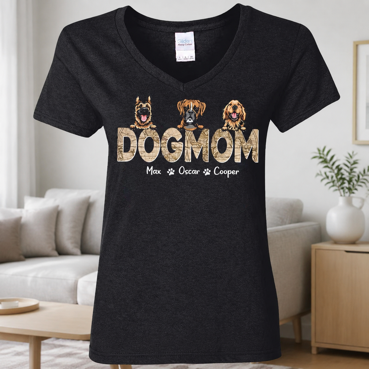 Custom Dog Dad Vintage Map T-Shirt — Gift for Dad F75Y2