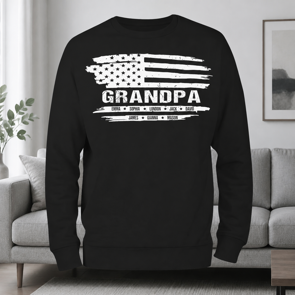 Custom Grandpa American Kids Name Garden Flag — Gift for Dad 5ZSZK