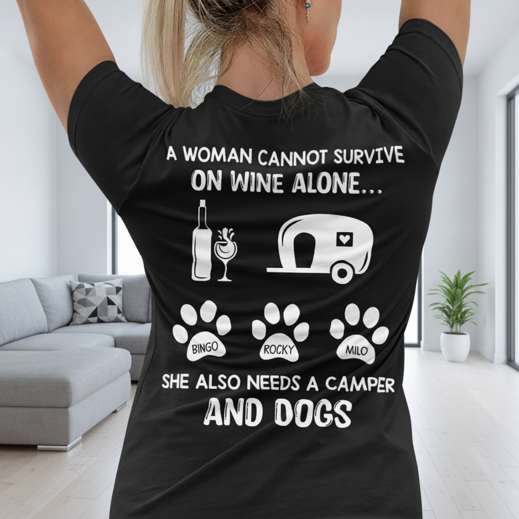 Custom Cannot Survive Wine Alone T-Shirt — Gift for Dog Lovers XCE3Z