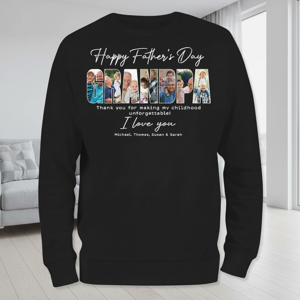 Custom Happy Fathers Day Grandpa T-Shirt — Gift for Dad QTH8E