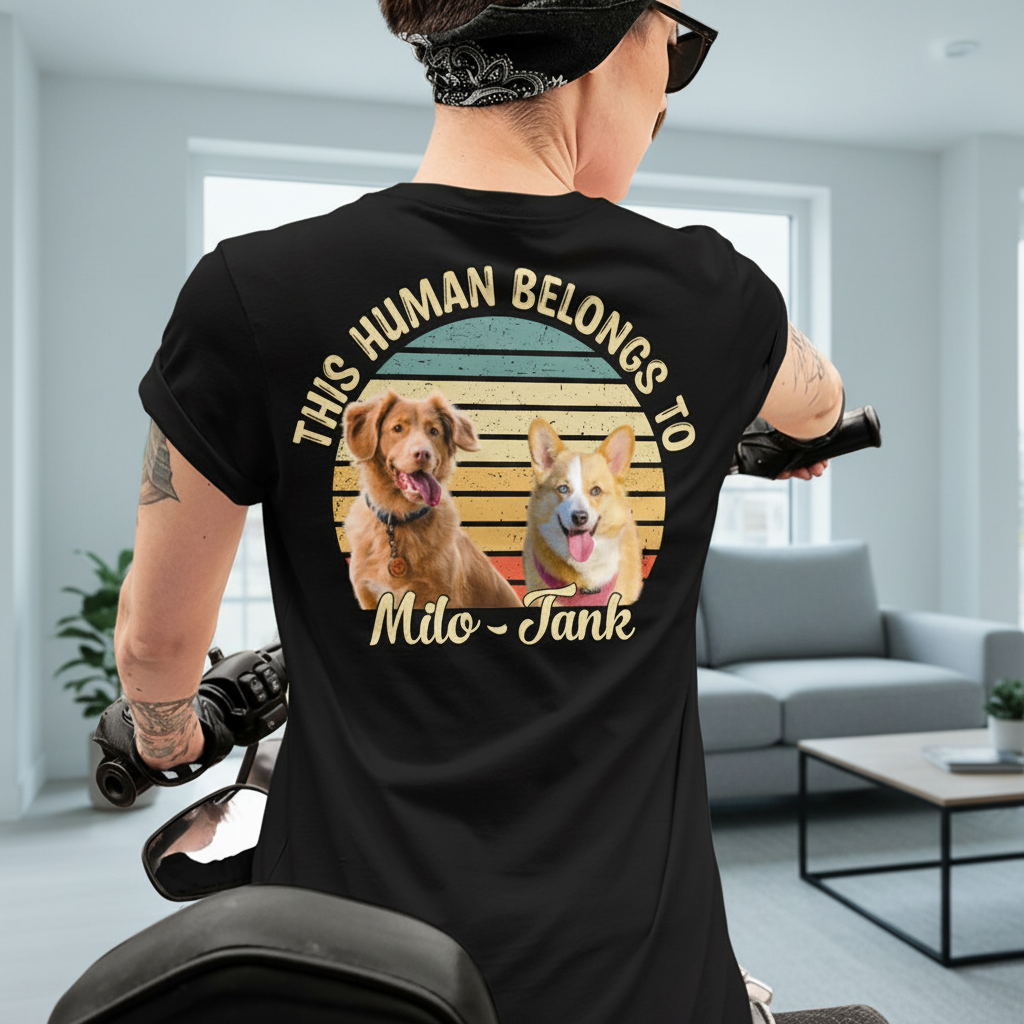 Custom Human Belongs Dog Cat T-Shirt — Gift for Cat Lovers CWSVY