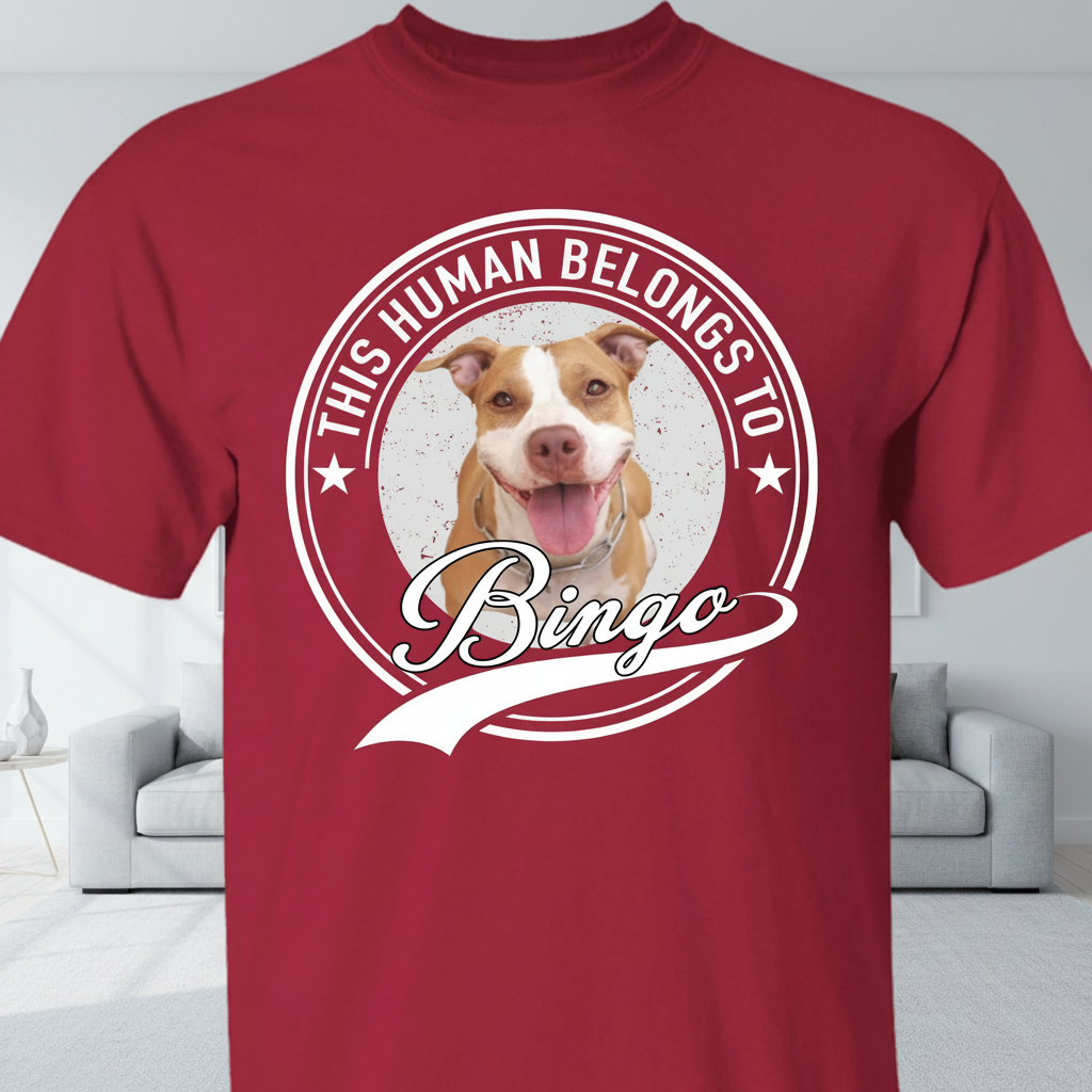 Custom Human Belongs Dog Cat T-Shirt — Gift for Cat Lovers ZZ4CK