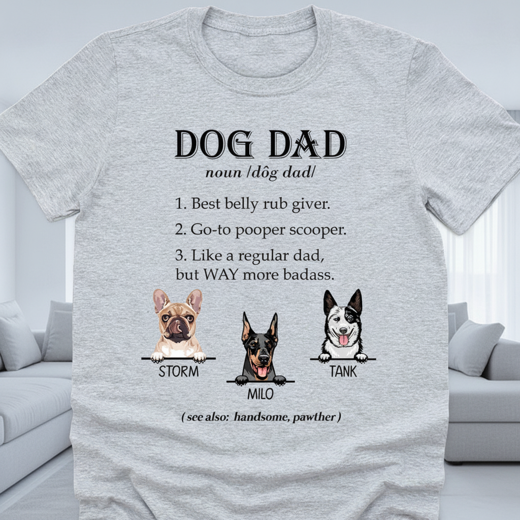 Custom Dog Dad Fathers Day T-Shirt — Gift for Dad EBDDQ