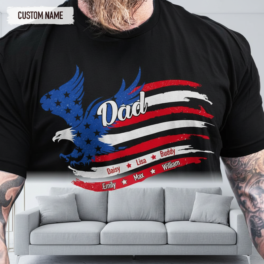 Custom Papa Patriotic America Family Garden Flag — Gift for Dad AJP8H