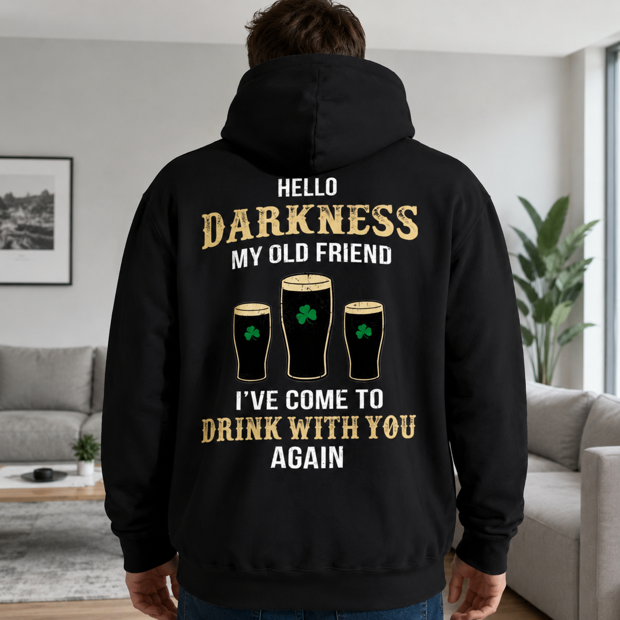 Custom Irish Darkness Front Shamrock T-Shirt — Custom Gift 8WMV8