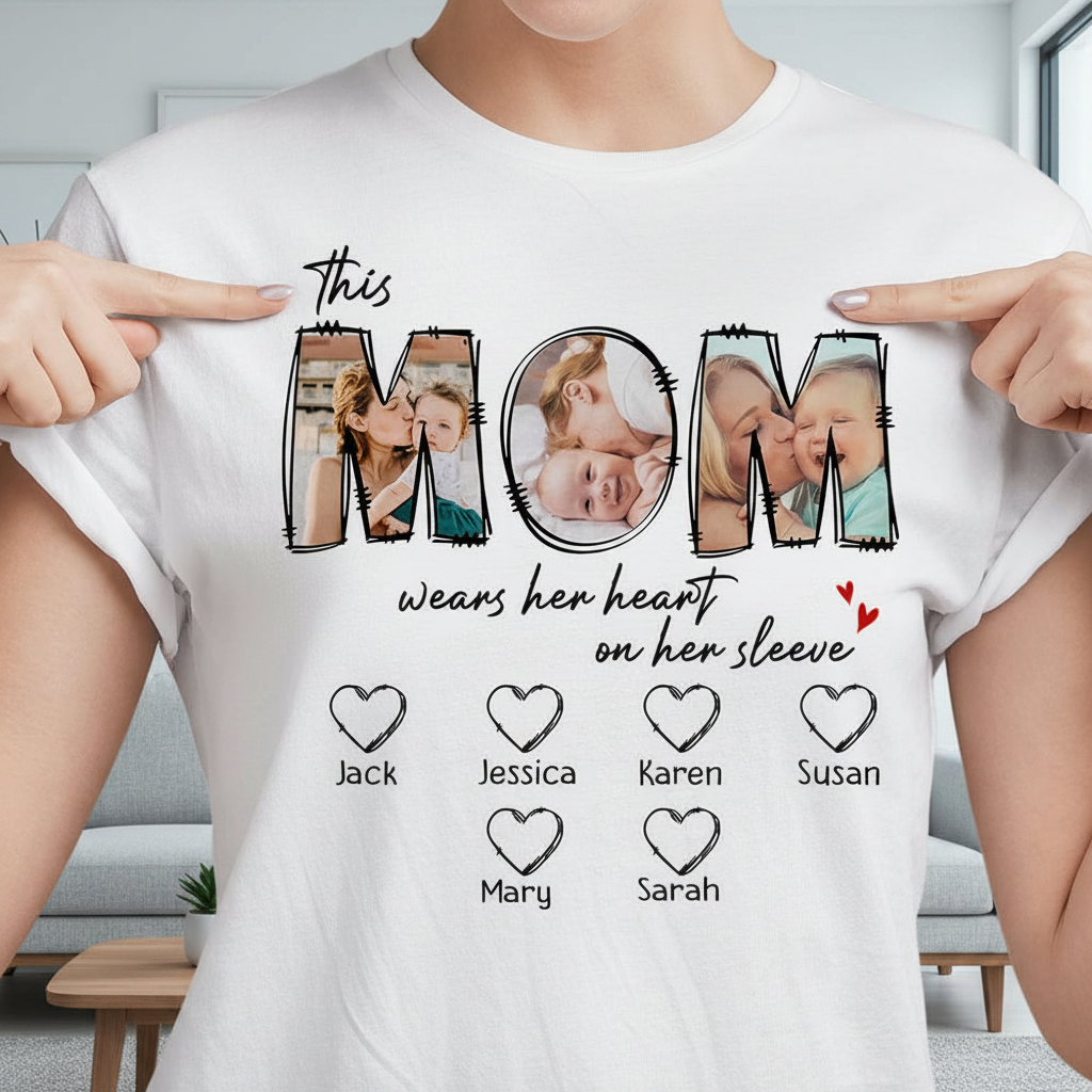 Custom This Mama Wears Heart T-Shirt — Custom Gift F5EQX