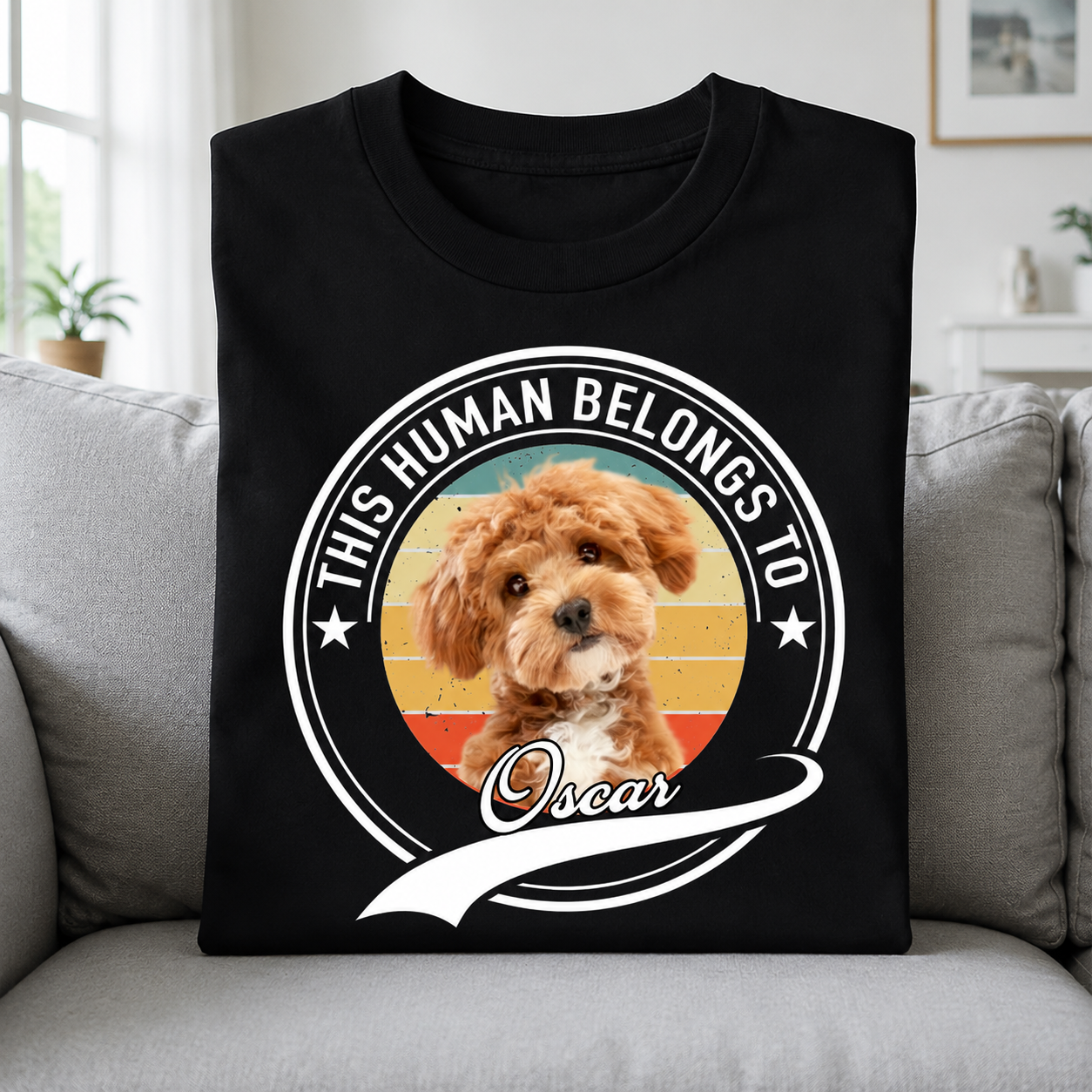 Custom Human Belongs Dog Cat T-Shirt — Gift for Cat Lovers 8V84U